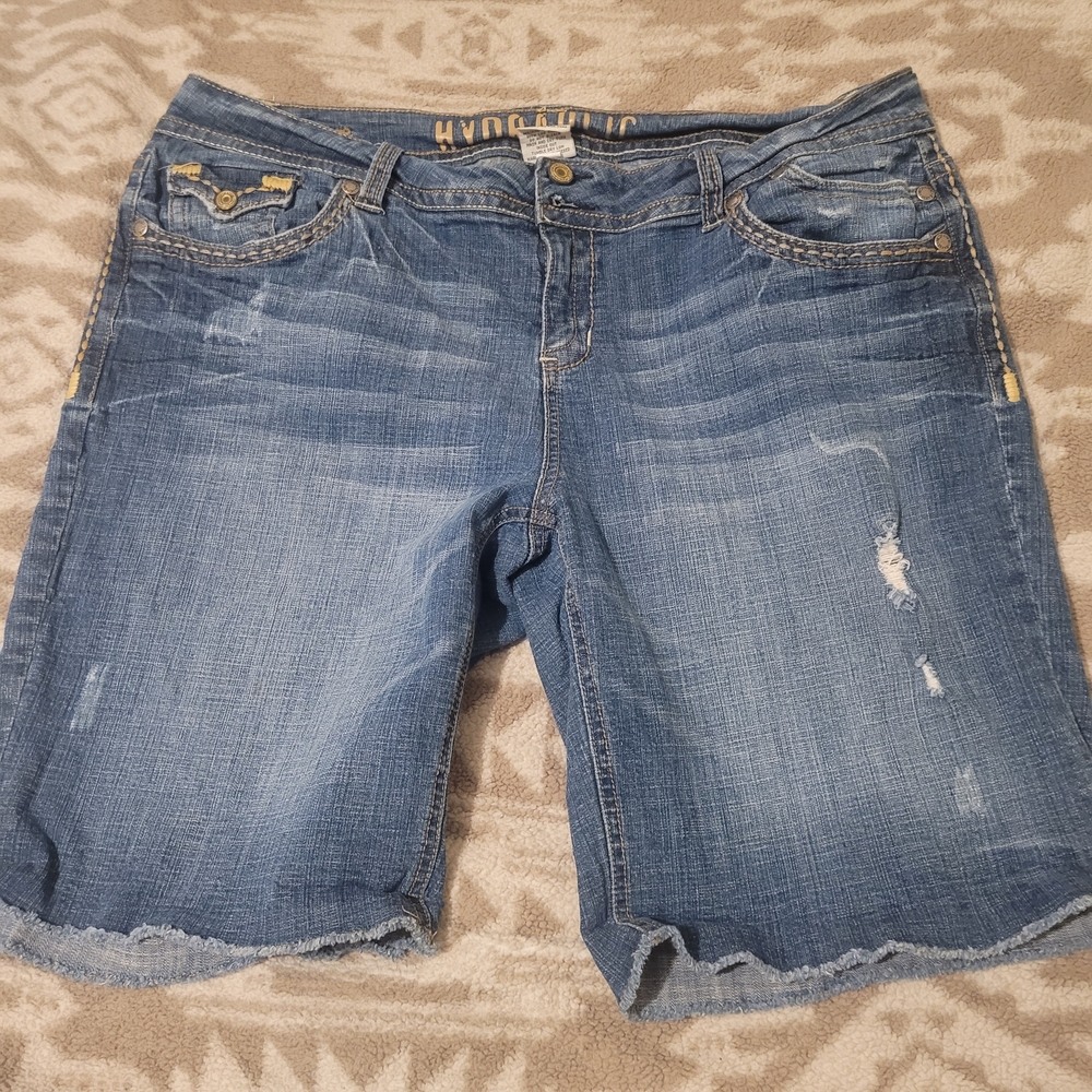 Hydraulic Blue Distressed Denim Shorts